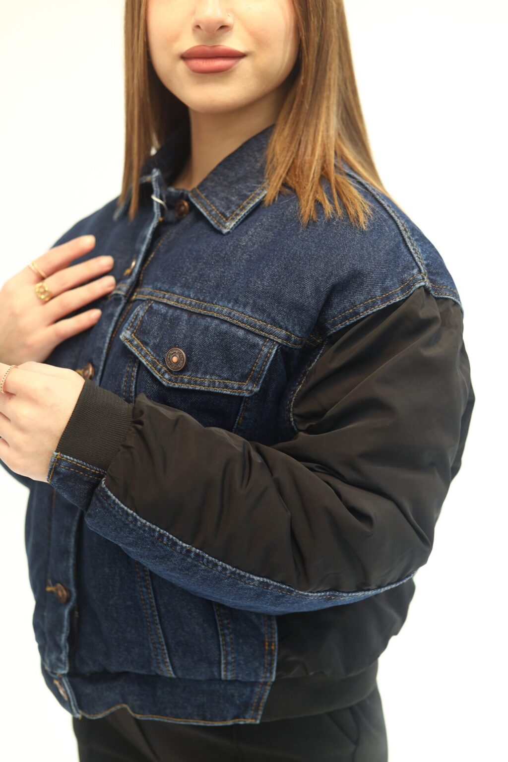 Short winter denim jacket